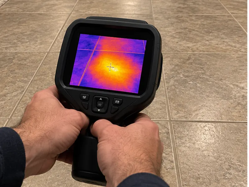 Thermal imaging scan revealing hot water slab leak in Stewart Ridge Plainfield