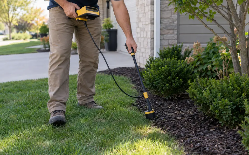 Leak detection Kendall Ridge Plainfield tech tracing a service line near County Line Road