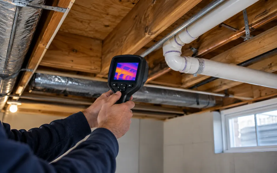 Leak inspection Plainfield IL thermal scan of a finished basement ceiling