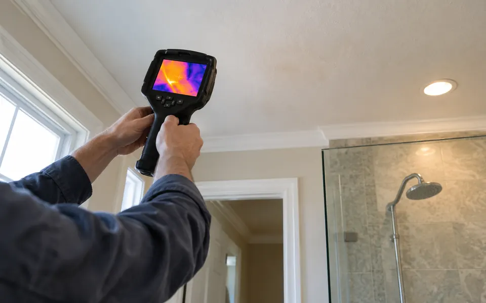 Leak detection Stewart Ridge Plainfield thermal scan of a ceiling under a primary bath